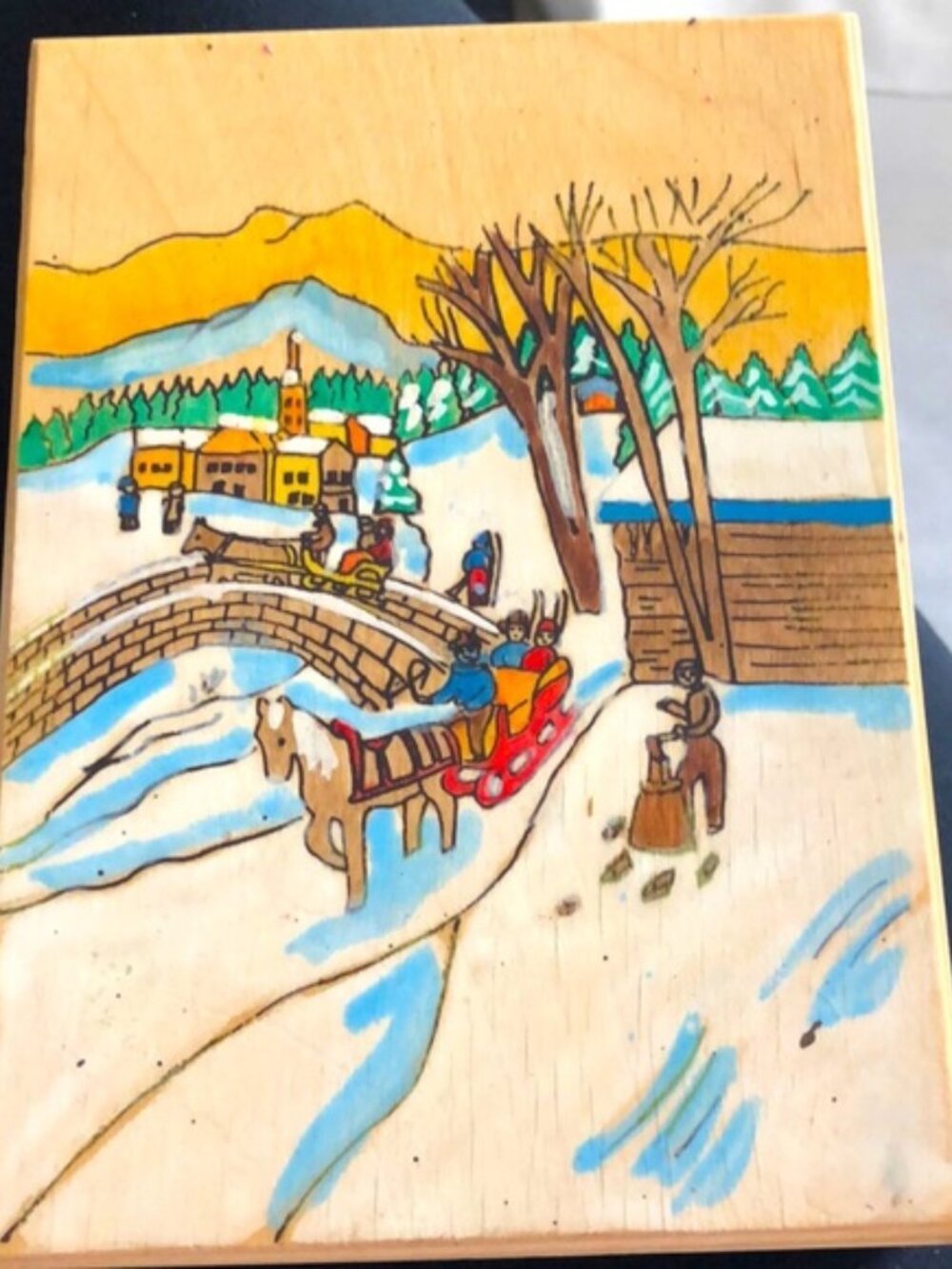 Winter scenes Box drawn on cover colourful